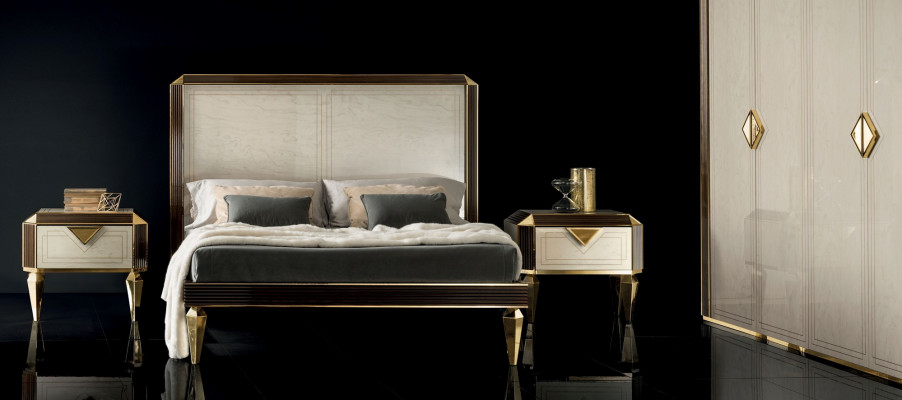 Bett Betten Hotel Luxus Designer Duebel Bestiet Schlofzëmmer Beige arredoclassic
