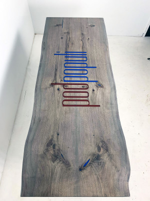 Holz Dësch Iesszëmmer Miwwelen Konferenzdësch Epoxid Harz Goss Harz nei Epoxy Resin