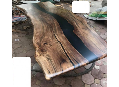 Iessdësch Epoxidharz Echt Holz massiv Miwwelen Waasserfall Epoxy Dësch Géisstharz