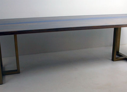 Dësch Epoxidharts Iessdësch richtegt Holz massivt Miwwel Waasserfall Epoxy Gossharz
