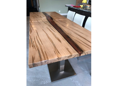 Dësch Epoxy Harz Iessdësch Eechte Holz Massiv Miwwelen Waasserfall Epoxy Konferenz.