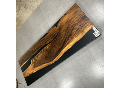 Epoxidharz-Iessdësch echte Holz Massivmiwwelen Waasserfall Epoxid Dësch 260x91cm