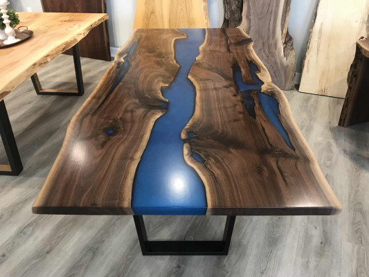 Dësch, Iessdësch, Dëscher, Epoxidharz, Epoxy, Echtholz, Massivt Design Miwwel 240x100.
