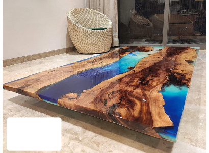 Iessdësch Design Dësch Modern Dëscher Mier Ozean Floss Epoxidhars Miwwelen 200x90