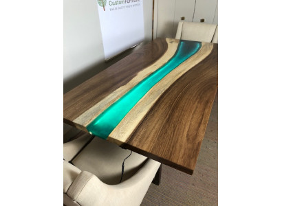 Epoxidharz Iessdësch Echtmassivholzméibl Wasserfallepaxy Dësch 240x100 Nei