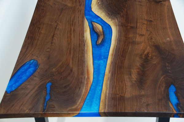 Floss Dëscher Iessdësch Design Dësch Modern Miwwelen 220x90 Epoxy Harz Ozean Mier