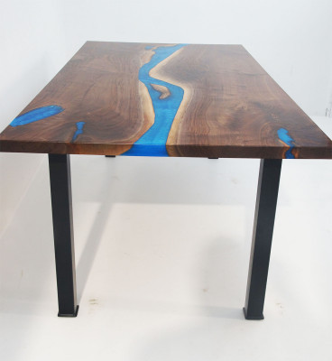 Floss Dëscher Iessdësch Design Dësch Modern Miwwelen 220x90 Epoxy Harz Ozean Mier