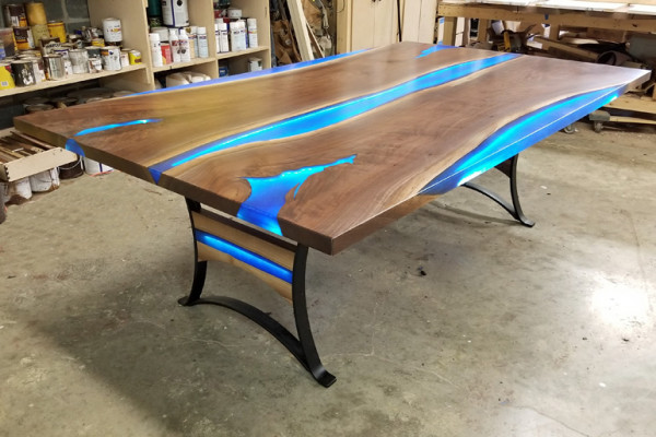 Iessdësch River Table Echt Holz Flosstësch 260x110 Massiv Dëscher