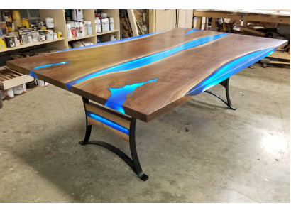 Iessdësch River Table Echt Holz Flosstësch 260x110 Massiv Dëscher