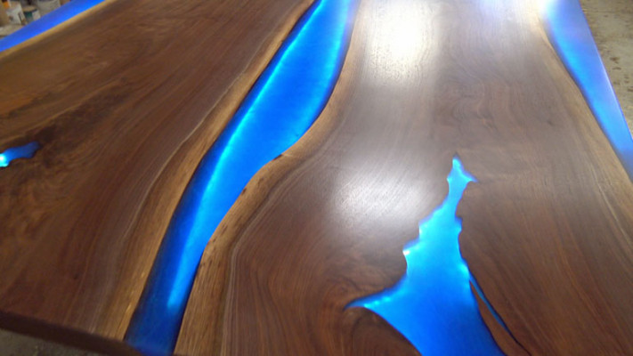 Iessdësch River Table Echt Holz Flosstësch 260x110 Massiv Dëscher