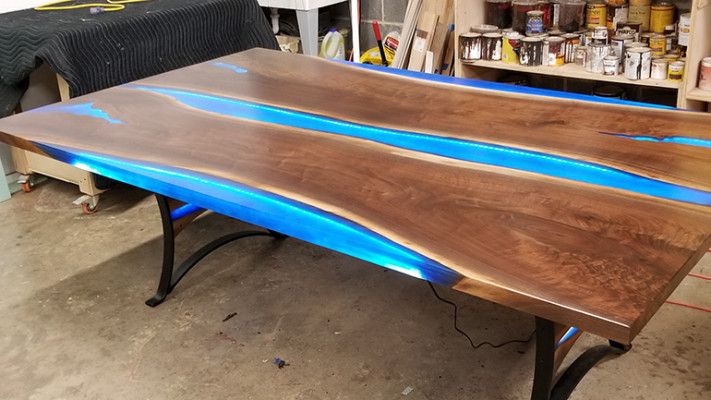 Iessdësch River Table Echt Holz Flosstësch 260x110 Massiv Dëscher