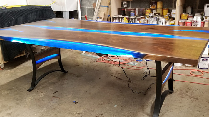 Iessdësch River Table Echt Holz Flosstësch 260x110 Massiv Dëscher