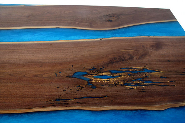 Modern Iessdësch Dëscher Mier Design Dësch Harz Floss Miwwelen 220x90 Epoxyd Ozean