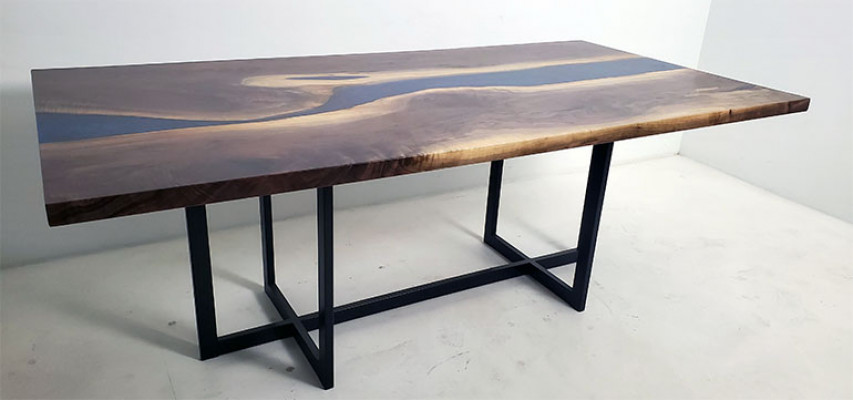 Iessdësch Design Dësch Harz Modern Dëscher Mier Ozean Floss Miwwelen 220x90 Epoxid