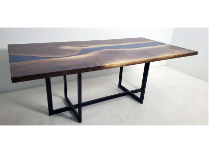 Iessdësch Design Dësch Harz Modern Dëscher Mier Ozean Floss Miwwelen 220x90 Epoxid