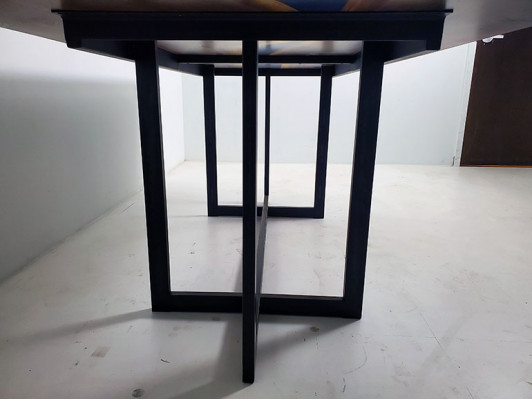 Iessdësch Design Dësch Harz Modern Dëscher Mier Ozean Floss Miwwelen 220x90 Epoxid