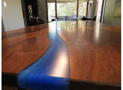 Iessdësch Design Dësch Modern Dëscher Mier Ozean Floss Miwwelen 220x90 Epoxy Harz
