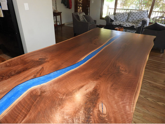 Iessdësch Design Dësch Modern Dëscher Mier Ozean Floss Miwwelen 220x90 Epoxy Harz