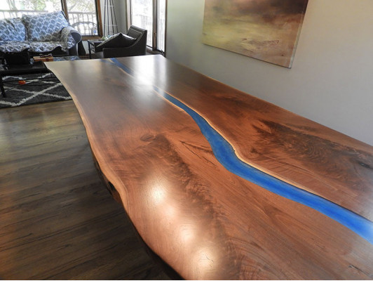 Iessdësch Design Dësch Modern Dëscher Mier Ozean Floss Miwwelen 220x90 Epoxy Harz