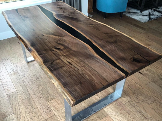Dësch Iessdësch Dëscher Epoxidharz Epoxy Echt Holz Massiv Design Miwwelen 220x90