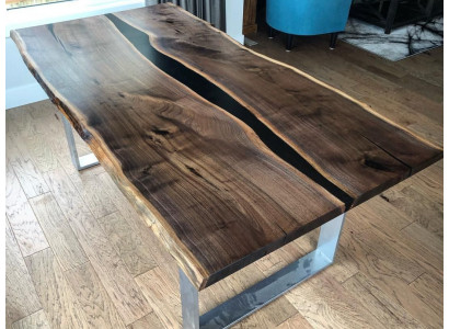 Dësch Iessdësch Dëscher Epoxidharz Epoxy Echt Holz Massiv Design Miwwelen 220x90