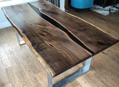 Dësch Iessdësch Dëscher Epoxidharz Epoxy Echt Holz Massiv Design Miwwelen 220x90