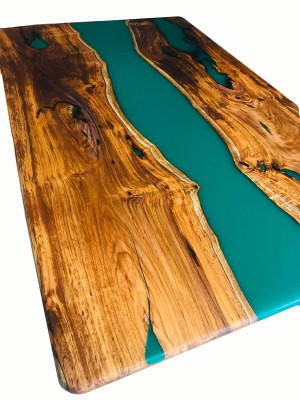 Iessdësch Design Dësch Modern Dëscher Mier Ozean Floss Miwwelen 200x90 Epoxidharz