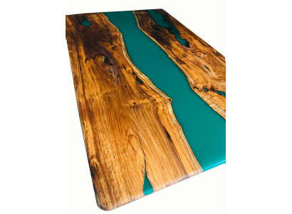 Iessdësch Design Dësch Modern Dëscher Mier Ozean Floss Miwwelen 200x90 Epoxidharz