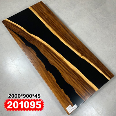Epoxidharz Iessdësch aus echtem Massivholz Miwwelen Waasserfall Epoxy Dësch 200x90 Nei