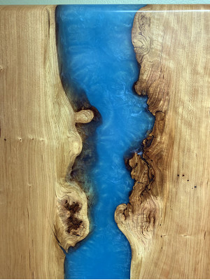 Iessdësch River Table Massiv Dëscher 220x100 Flossdësch Mier Waasserfall Epoxidharz