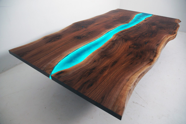 Flossdësch Iessdësch River Table Massiv Dekotischen 240x100 Epoxyharz Mier