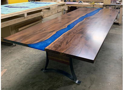 Epoxidharz Iessdësch River Table 240x100 Flosssdësch Nei Echt Holz Dëscher