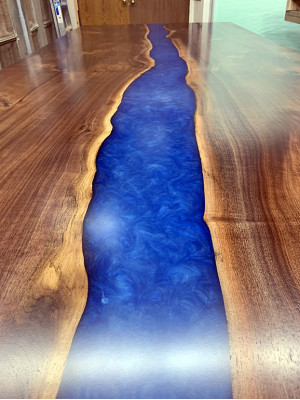 Epoxidharz Iessdësch River Table 240x100 Flosssdësch Nei Echt Holz Dëscher
