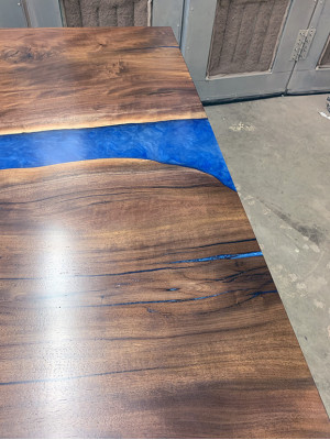 Epoxidharz Iessdësch River Table 240x100 Flosssdësch Nei Echt Holz Dëscher