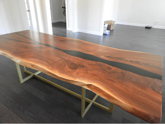 Flossdësch Iessdësch River Table Massiv Dëscher 240x100 Epoxydharz Mier