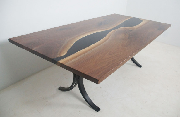 Epoxyharz Iessdësch River Table Echt Holz Massiv Dëscher 240x100 Flossdësch Nei