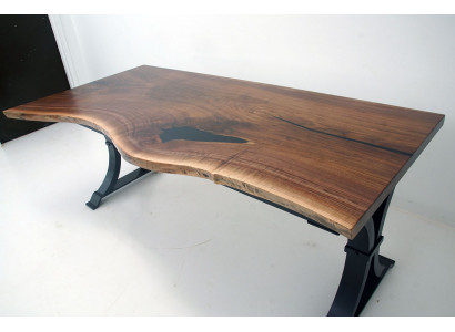 Iessdësch Epoxidharz, echt massivt Holzmiwwel, Waasserfall Epoxid Dësch 200x90 Nei