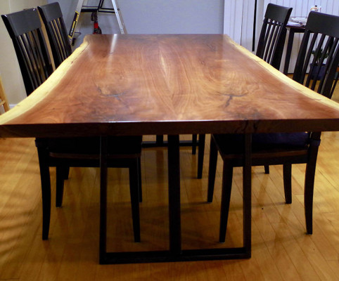 Epoxidharz Iessdësch richtegt Holz massiiv Miwwelen Waasserfall Epoxy Dësch 260x100cm
