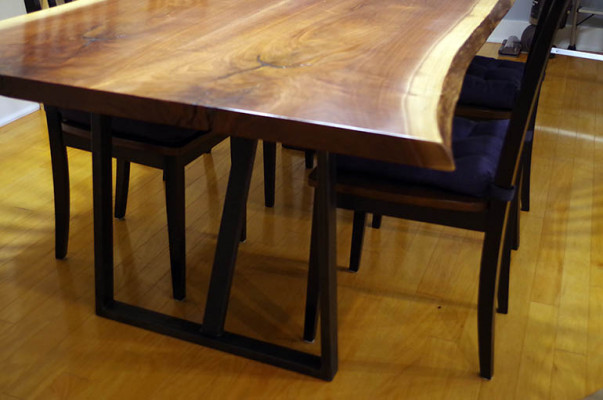 Epoxidharz Iessdësch richtegt Holz massiiv Miwwelen Waasserfall Epoxy Dësch 260x100cm