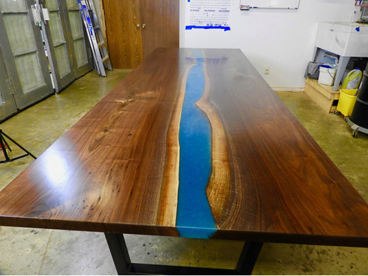 Epoxidharz Iessdësch River Table Massiv 240x100 Flëssdësch Nei Echt