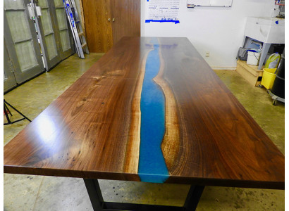 Epoxidharz Iessdësch River Table Massiv 240x100 Flëssdësch Nei Echt