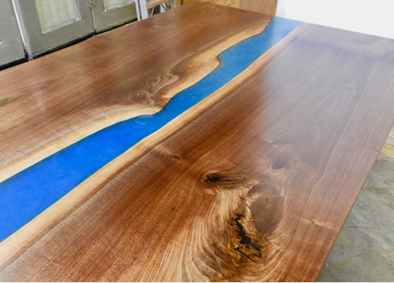 Epoxidharz Iessdësch River Table Massiv 240x100 Flëssdësch Nei Echt