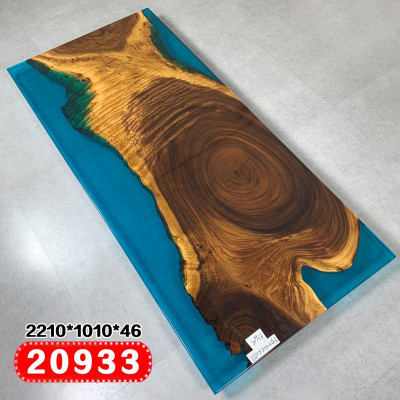 Iessen Dësch River Table Massiv Dëscher 221x101 Flosstisch Epoxidharz Mier