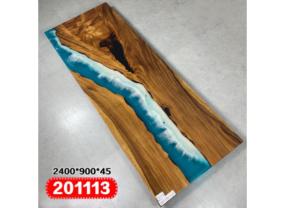 Modern Dëscher Iessdësch Design Dësch Harz Mier Floss Miwwelen 240x90