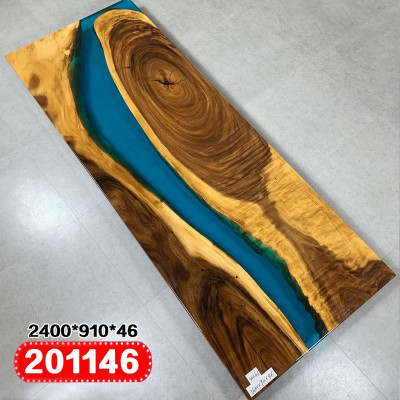 Echtholz Waasserfall Dësch Epoxidharz Iessdësch Dëscher Epoxy Massiv