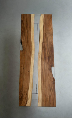 Iessdësch River Table Echt Holz Flosssdësch 240x90 Massive Bicher.