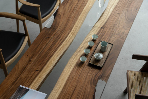 Iessdësch River Table Echt Holz Flosssdësch 240x90 Massive Bicher.
