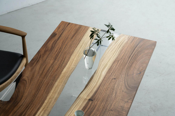 Iessdësch River Table Echt Holz Flosssdësch 240x90 Massive Bicher.
