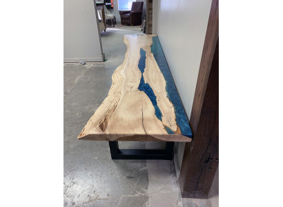 Epoxidharz-Iessdësch echt Holz massiv Miwwelen Waasserfall Epoxy Dësch 250x60cm