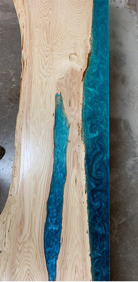 Epoxidharz-Iessdësch echt Holz massiv Miwwelen Waasserfall Epoxy Dësch 250x60cm